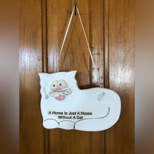 Vtg Smokey Mountain Pottery Cat Plaque